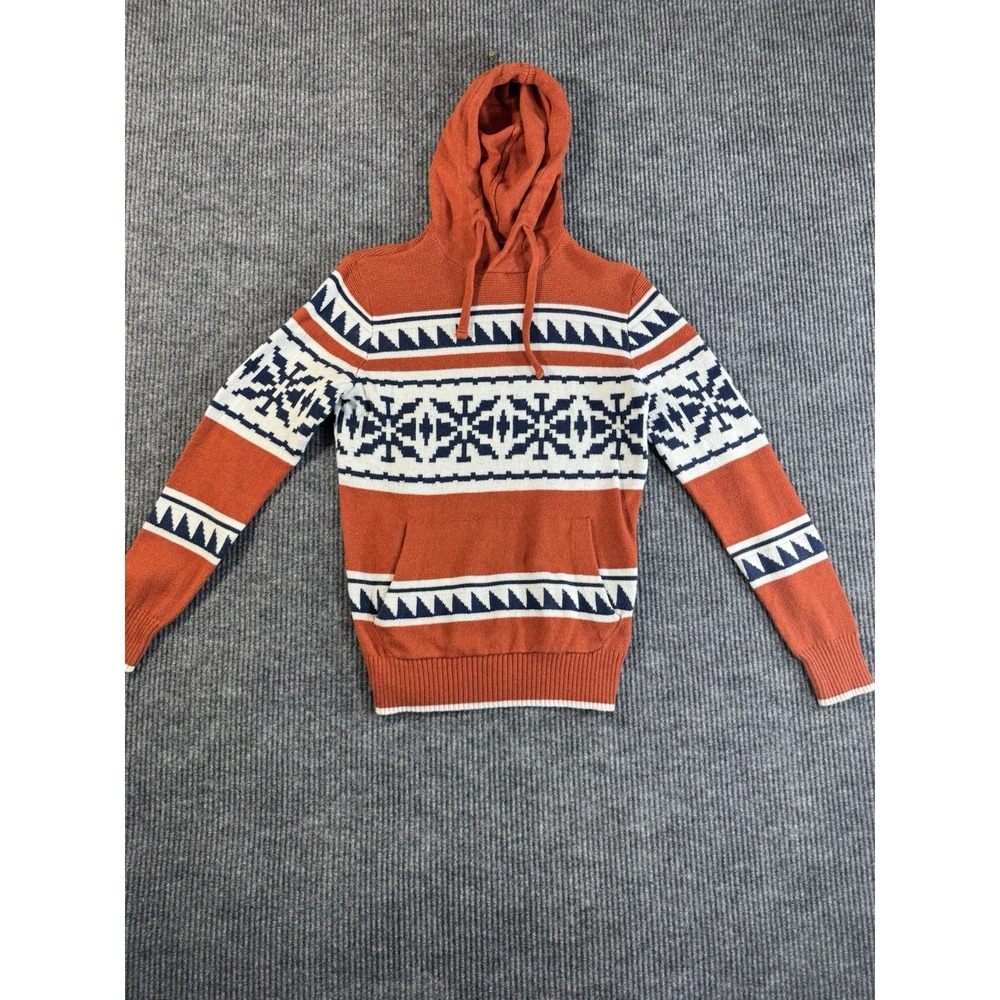 American Eagle Rust White Navy Pullover Hoodie Women's XS Aztec Geometric Hooded